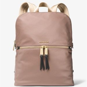 NWT Michael Kors Polly Slim Backpack Dune/Gold